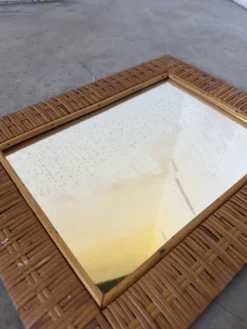 Trio de miroirs osier tressée années 50