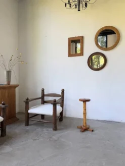 Trio de miroirs osier tressée années 50