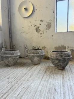 Trio de pots jardinières pierre et ciment début 1900