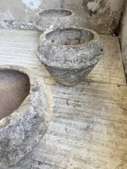 Trio de pots jardinières pierre et ciment début 1900
