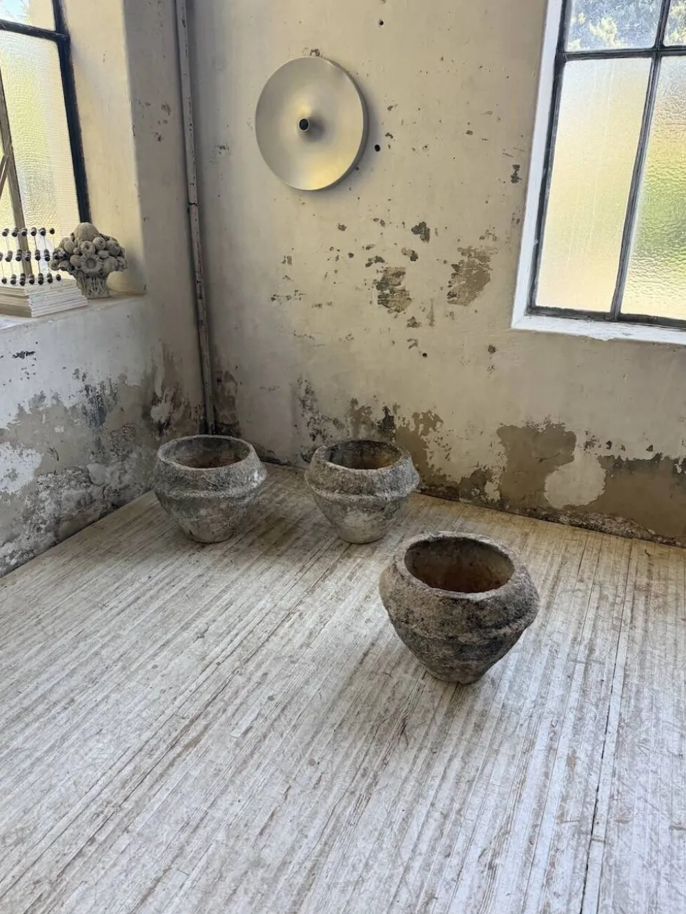 Trio de pots jardinières pierre et ciment début 1900