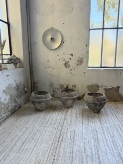 Trio de pots jardinières pierre et ciment début 1900