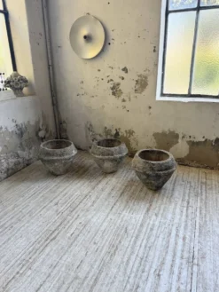 Trio de pots jardinières pierre et ciment début 1900