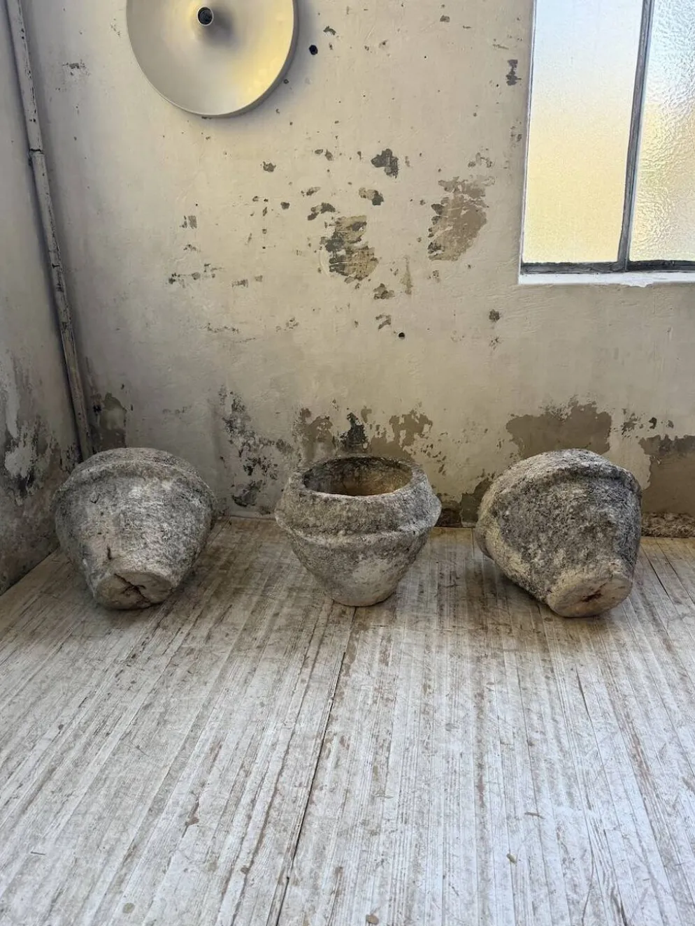 Trio de pots jardinières pierre et ciment début 1900