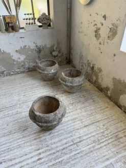 Trio de pots jardinières pierre et ciment début 1900