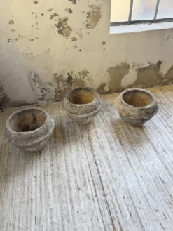 Trio de pots jardinières pierre et ciment début 1900
