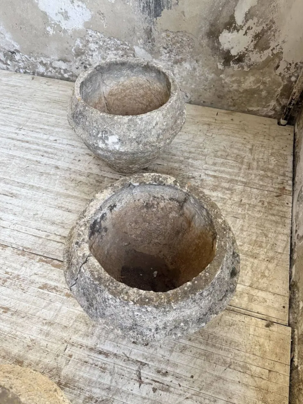 Trio de pots jardinières pierre et ciment début 1900