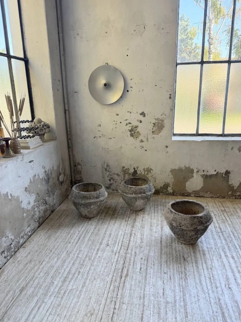 Trio de pots jardinières pierre et ciment début 1900