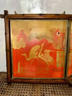 Triptyque Miroir Barbier Asie bambou 1865
