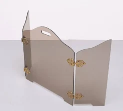 Triptyque pliant en verre fumé, pare-feu des années 1950