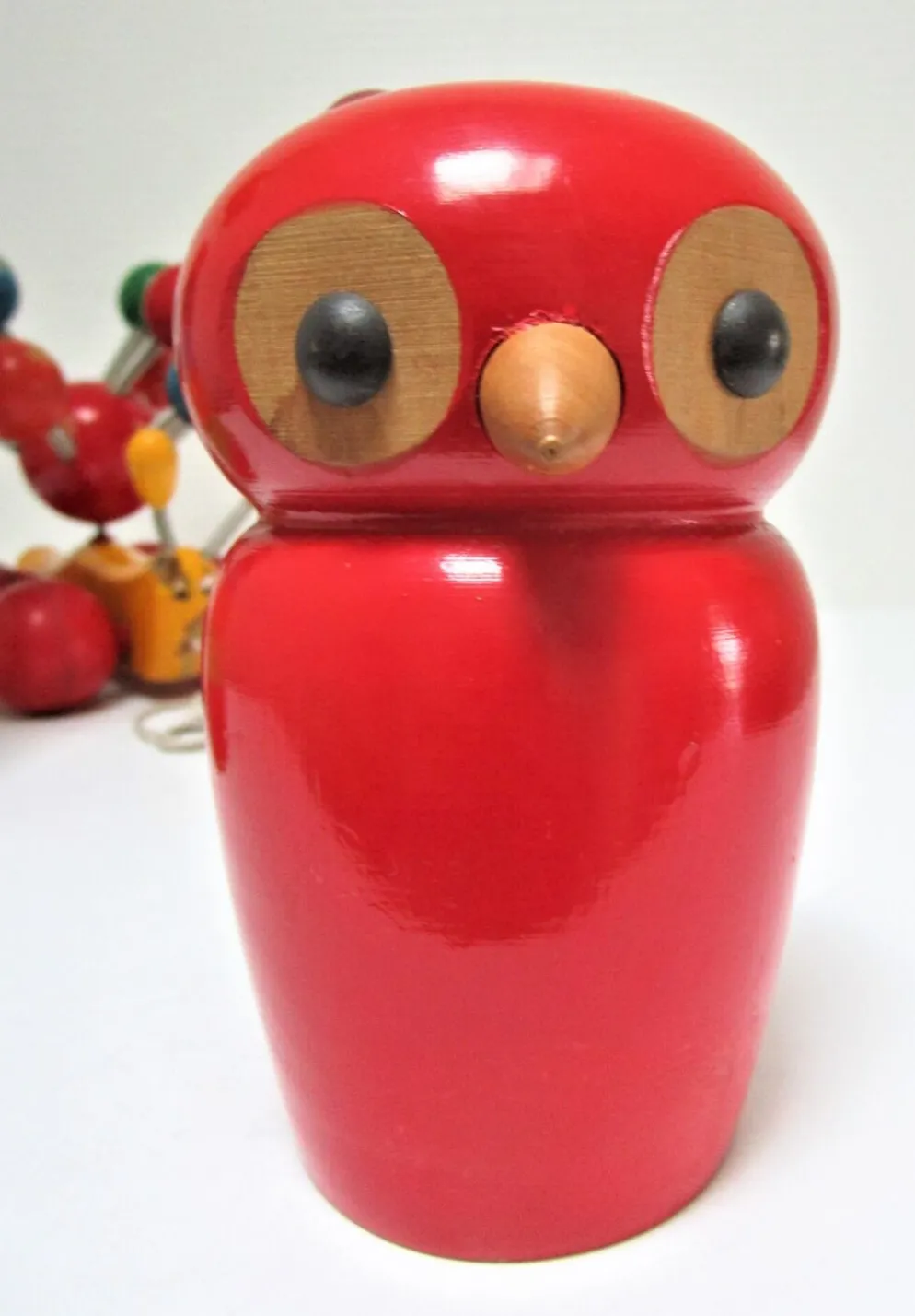 Trois jouets bois chouette escargot lapin design vintage fmf kouvalias