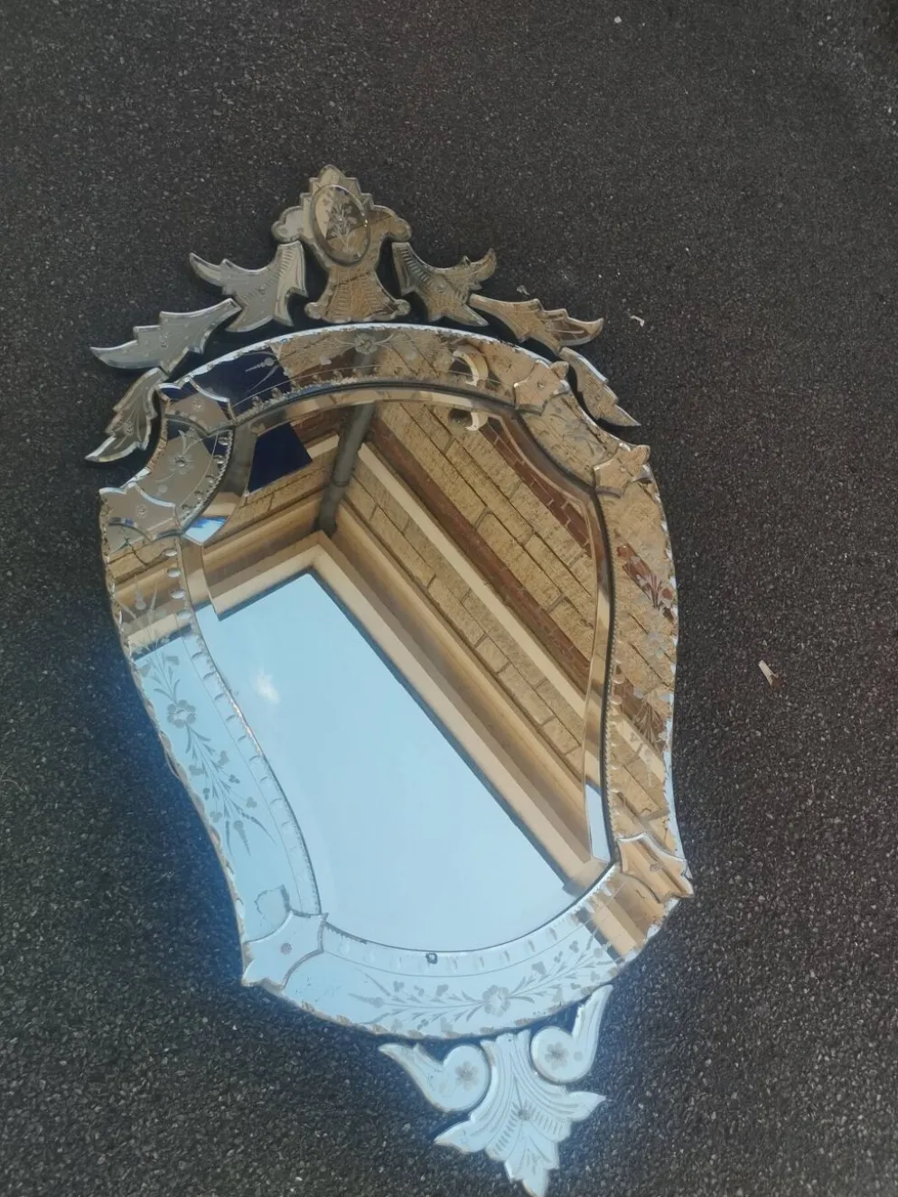 Très beau miroir vénitien ancien vintage