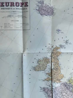 Très grande carte 93x73 : Europe Physique et Politique, imprimée par L