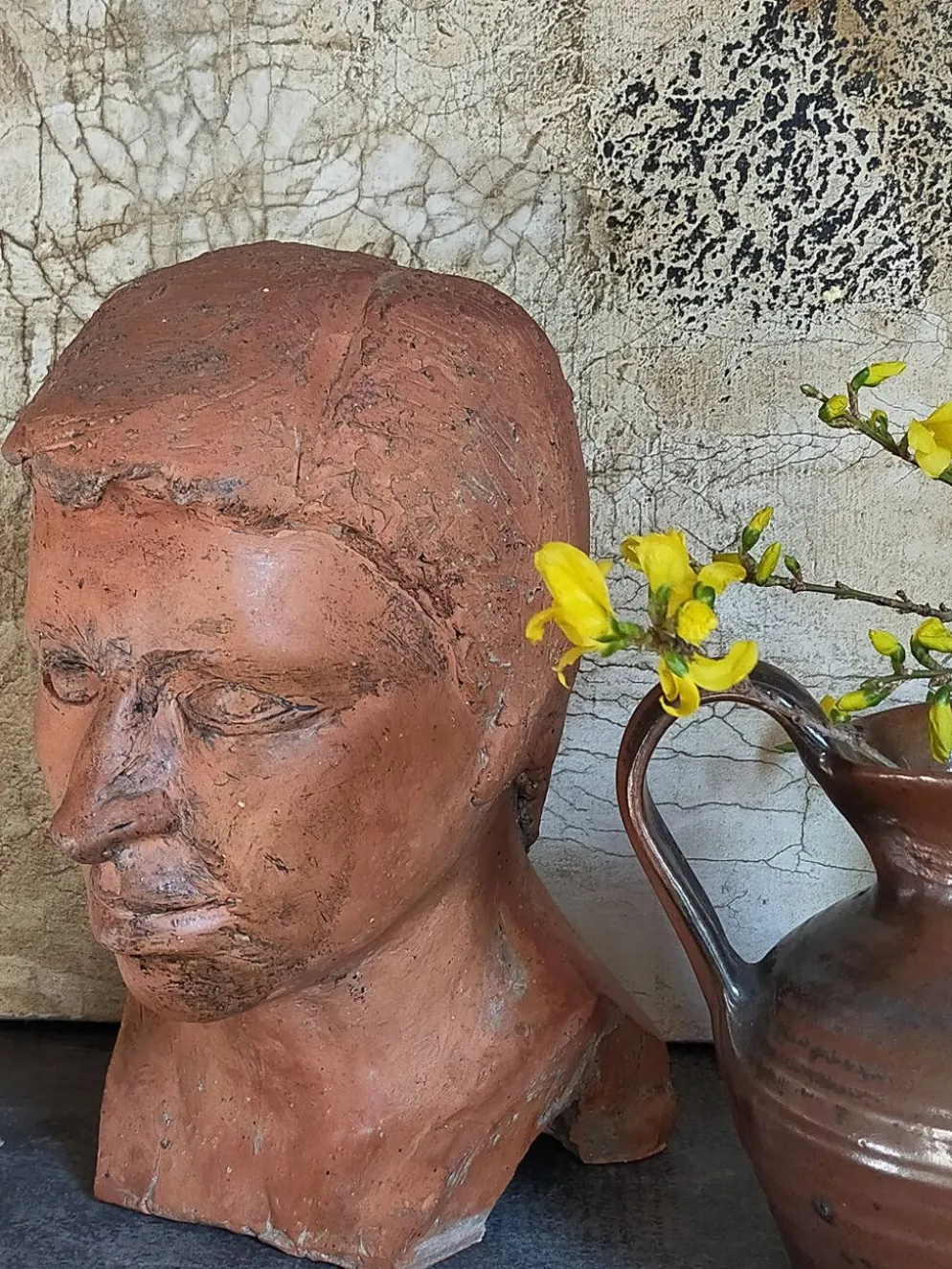 Tête de jeune homme modelage d'artiste original