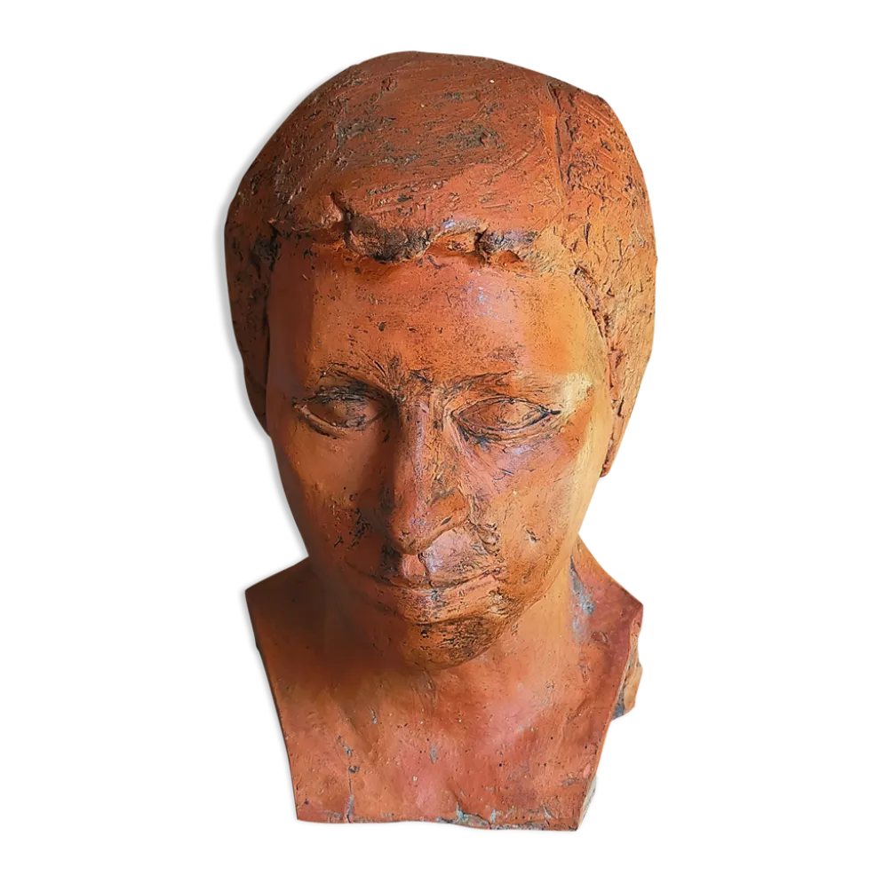Tête de jeune homme modelage d'artiste original