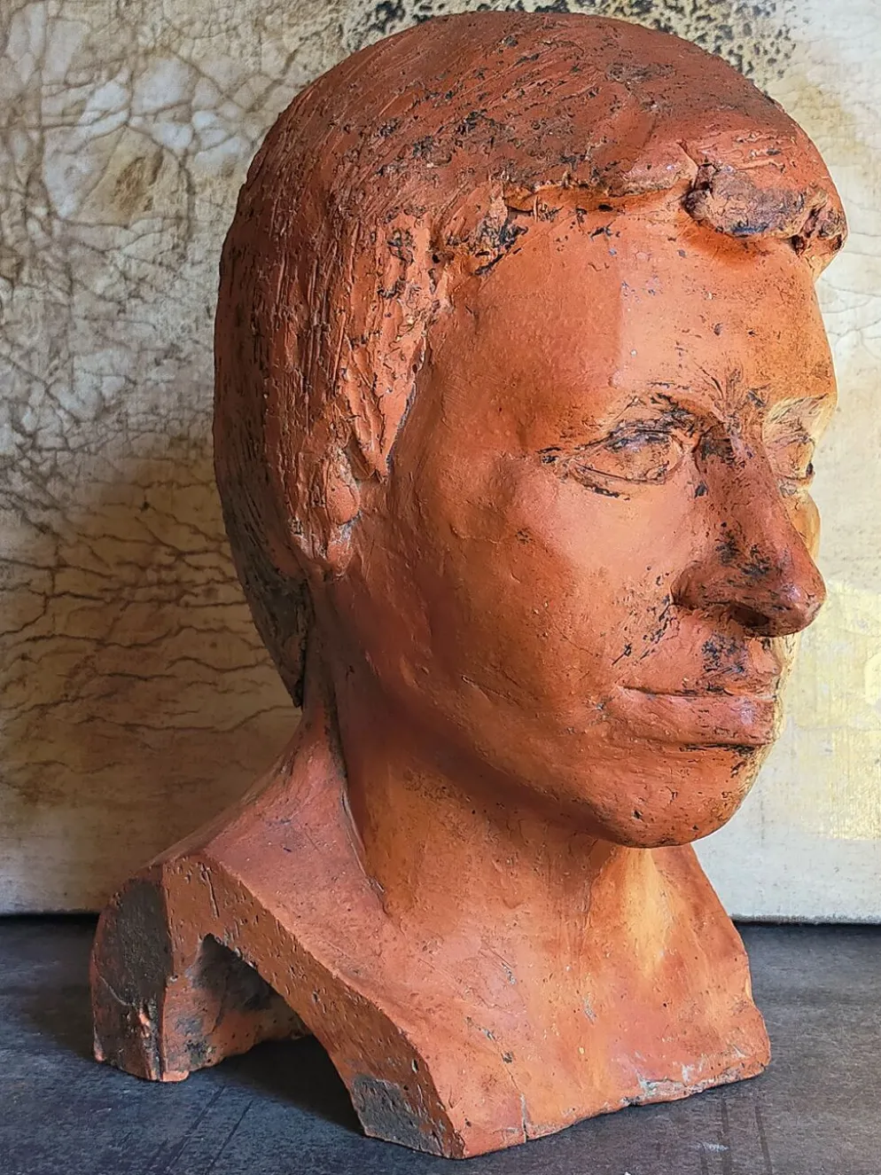 Tête de jeune homme modelage d'artiste original