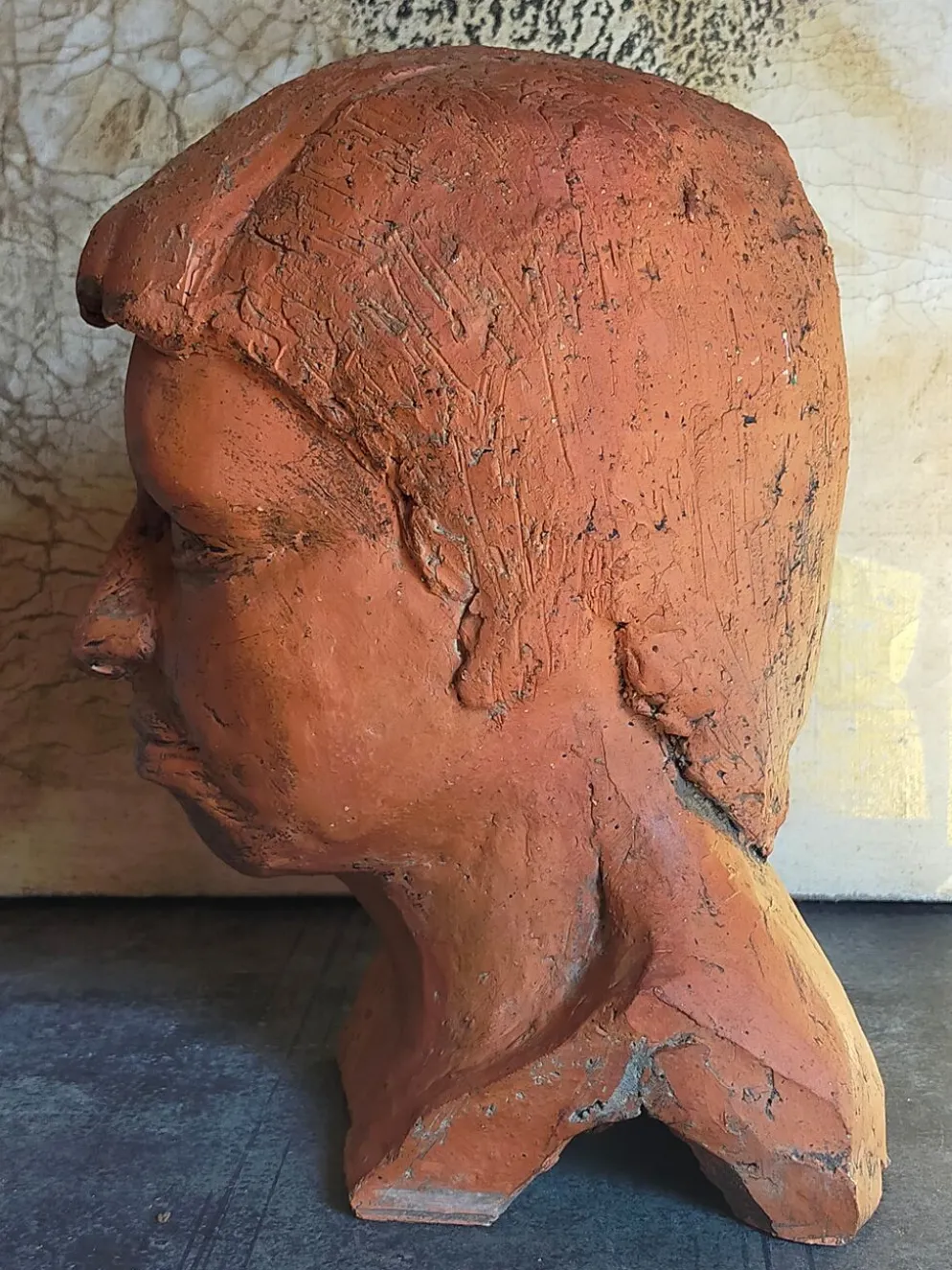 Tête de jeune homme modelage d'artiste original