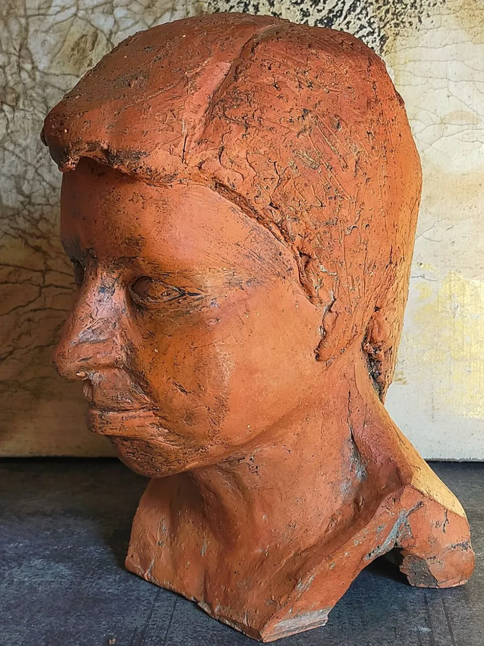 Tête de jeune homme modelage d'artiste original