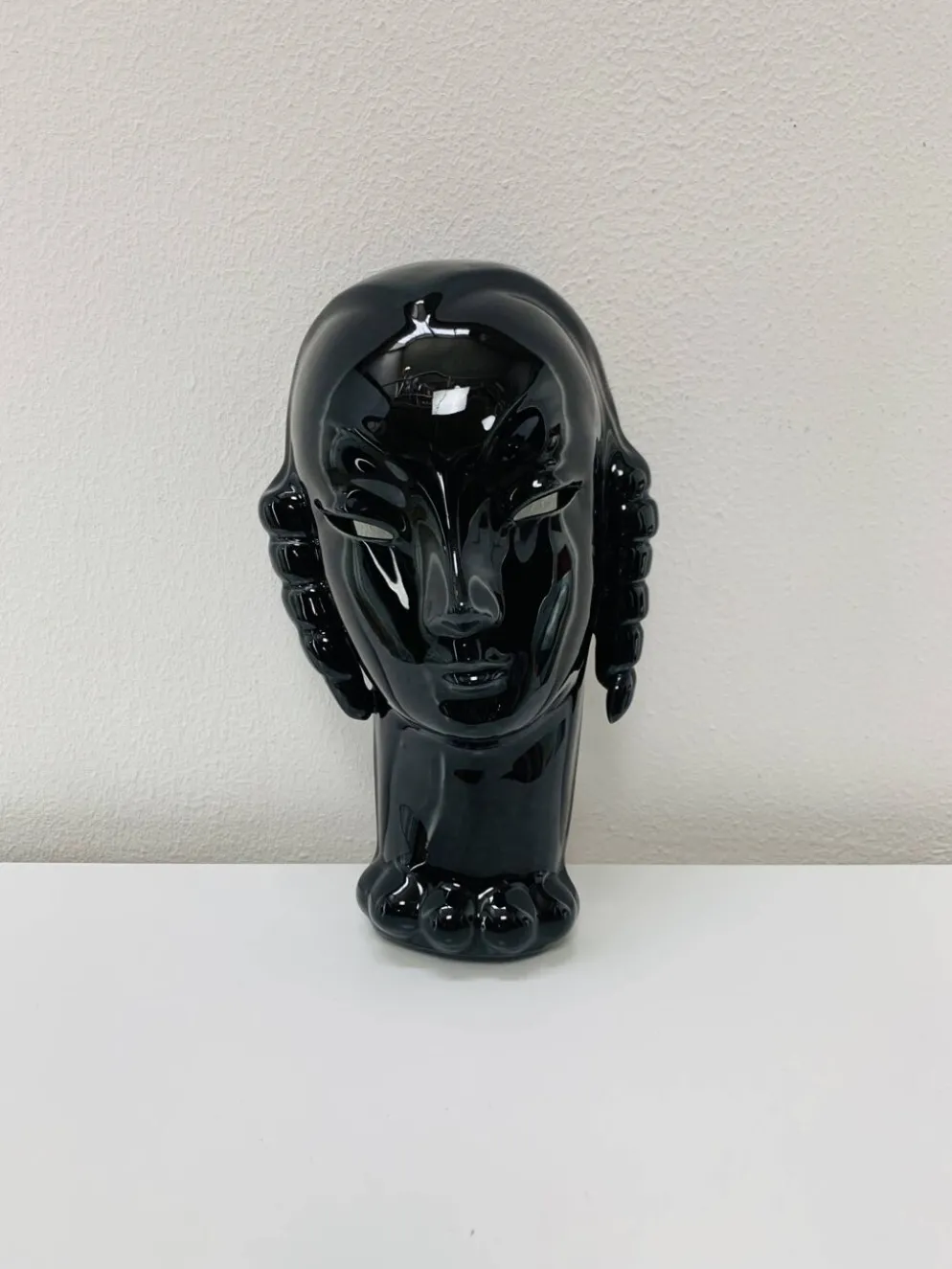 Tête en céramique art déco par Eduard Hermanutz, Villeroy & Boch, masque