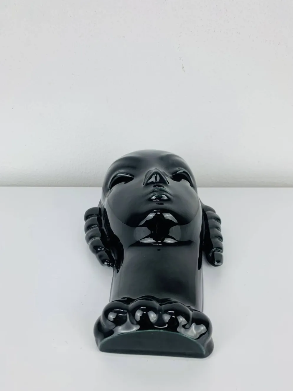 Tête en céramique art déco par Eduard Hermanutz, Villeroy & Boch, masque