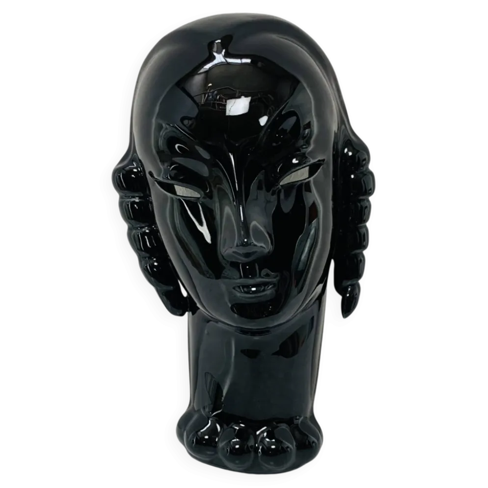 Tête en céramique art déco par Eduard Hermanutz, Villeroy & Boch, masque