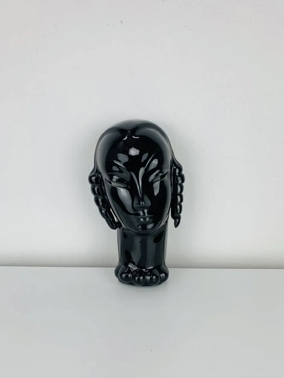 Tête en céramique art déco par Eduard Hermanutz, Villeroy & Boch, masque