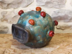 Tête en raku émaillé
