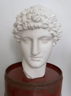 Tête grecque en plâtre blanc