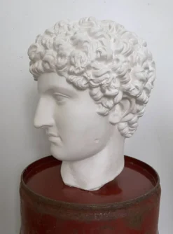 Tête grecque en plâtre blanc