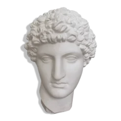 Tête grecque en plâtre blanc