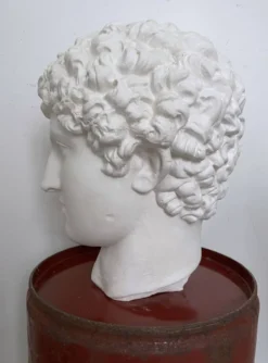 Tête grecque en plâtre blanc