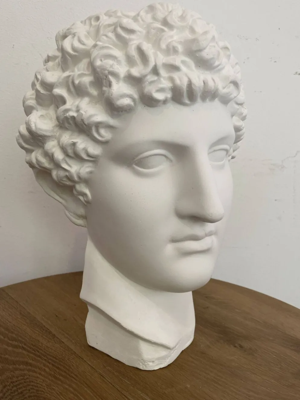 Tête grecque en plâtre blanc