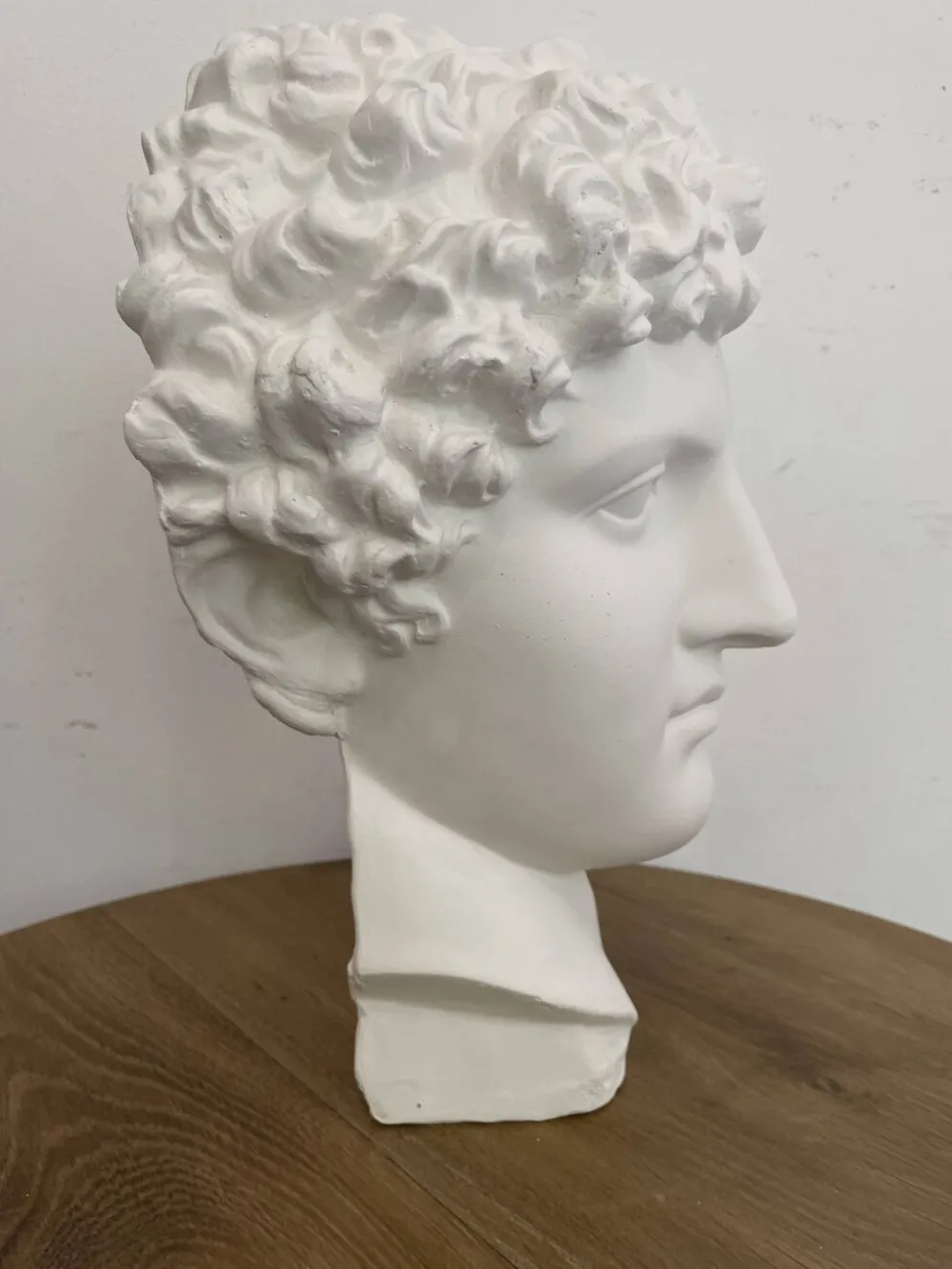 Tête grecque en plâtre blanc