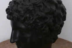 Tête grecque en plâtre noir ciré