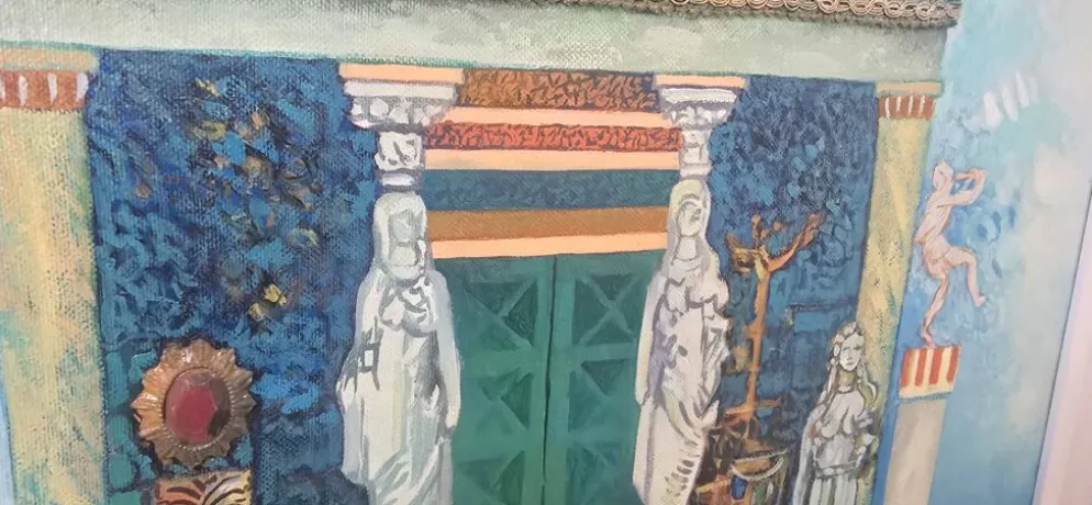 Unique et Exclusif Peinture-Mosaïque Matériau avec Relief "Le Trésor de Sifno"