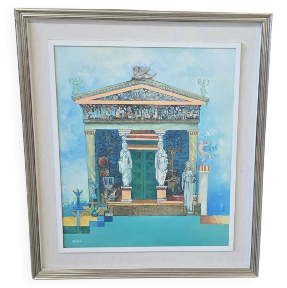 Unique et Exclusif Peinture-Mosaïque Matériau avec Relief "Le Trésor de Sifno"