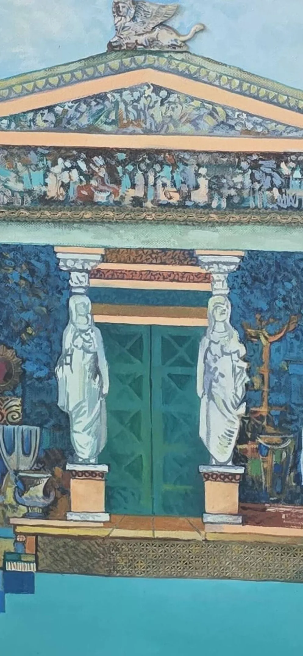Unique et Exclusif Peinture-Mosaïque Matériau avec Relief "Le Trésor de Sifno"