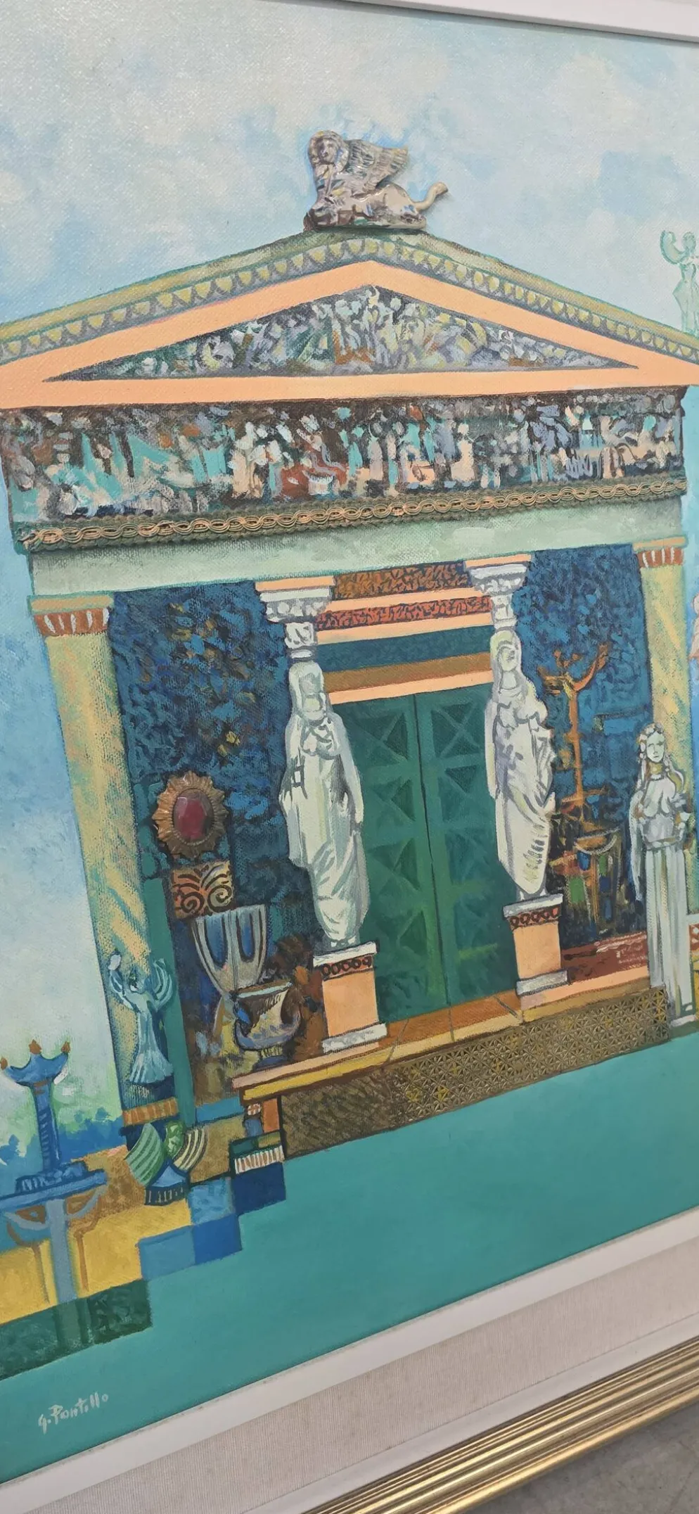 Unique et Exclusif Peinture-Mosaïque Matériau avec Relief "Le Trésor de Sifno"
