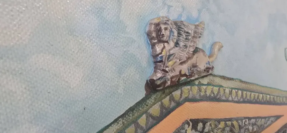 Unique et Exclusif Peinture-Mosaïque Matériau avec Relief "Le Trésor de Sifno"
