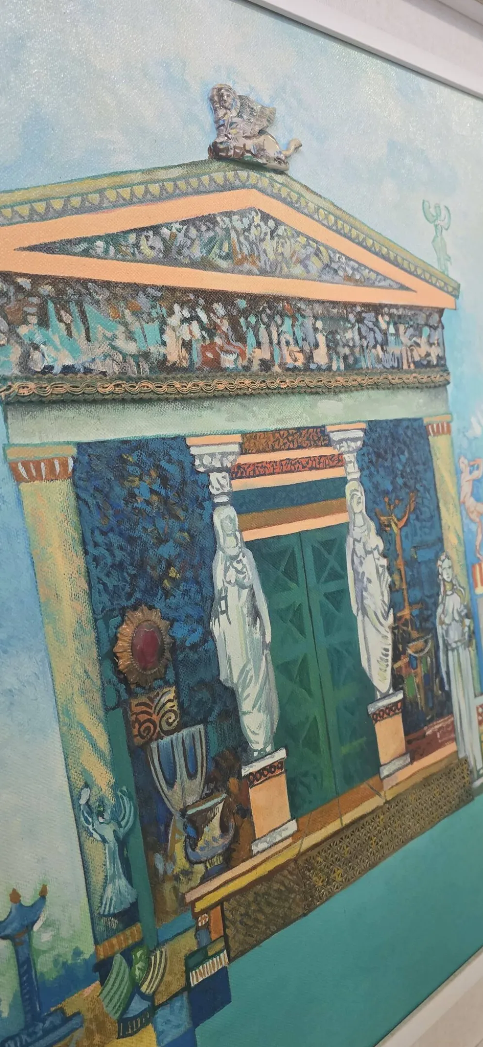 Unique et Exclusif Peinture-Mosaïque Matériau avec Relief "Le Trésor de Sifno"