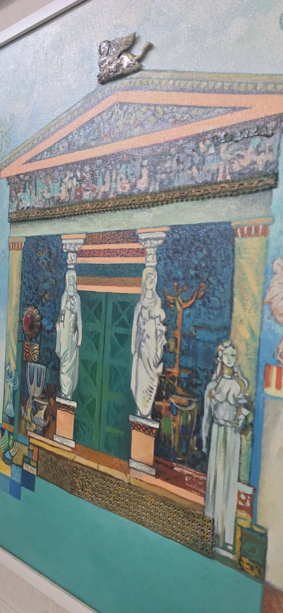 Unique et Exclusif Peinture-Mosaïque Matériau avec Relief "Le Trésor de Sifno"