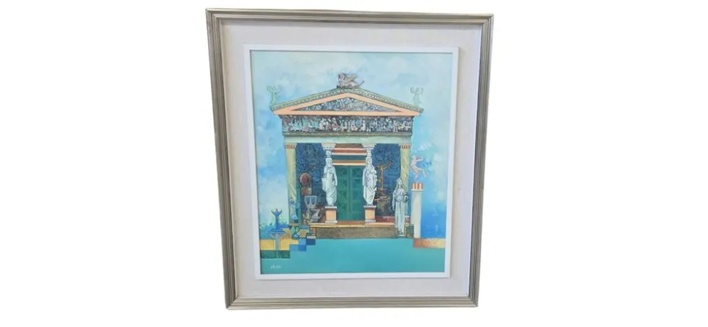 Unique et Exclusif Peinture-Mosaïque Matériau avec Relief "Le Trésor de Sifno"