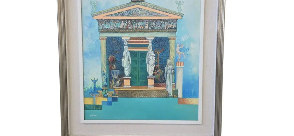 Unique et Exclusif Peinture-Mosaïque Matériau avec Relief "Le Trésor de Sifno"