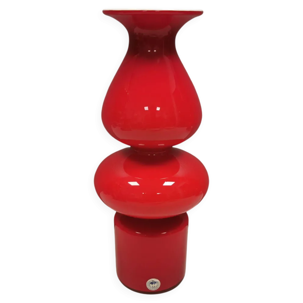 Un vase Carnaby extrêmement rare de couleur rouge corail par Per Lütken 1968.