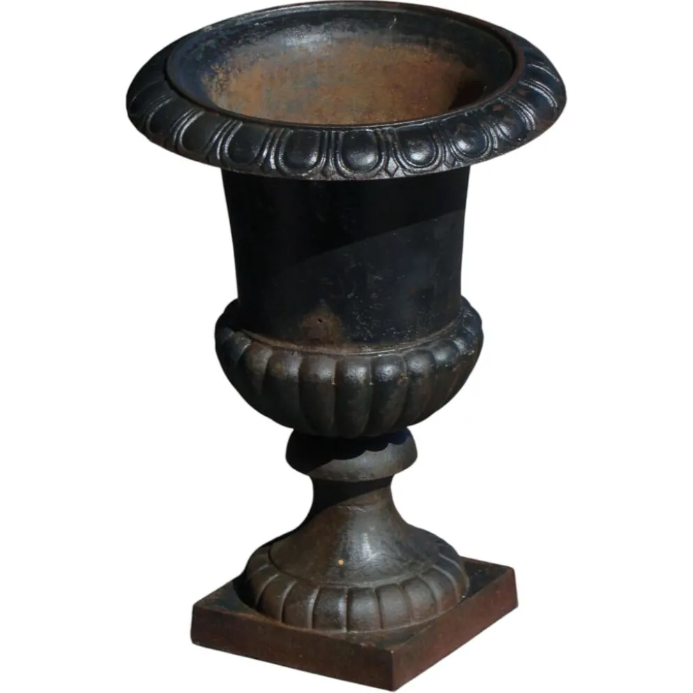 Urne de jardin / Jardinière décorative en fonte, design néoclassique français, années 1950