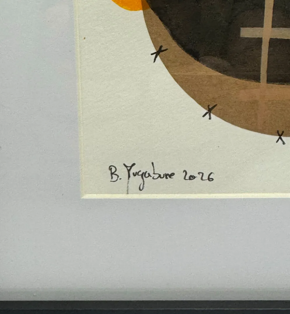 Œuvre originale abstraite encadrée – Composition contemporaine