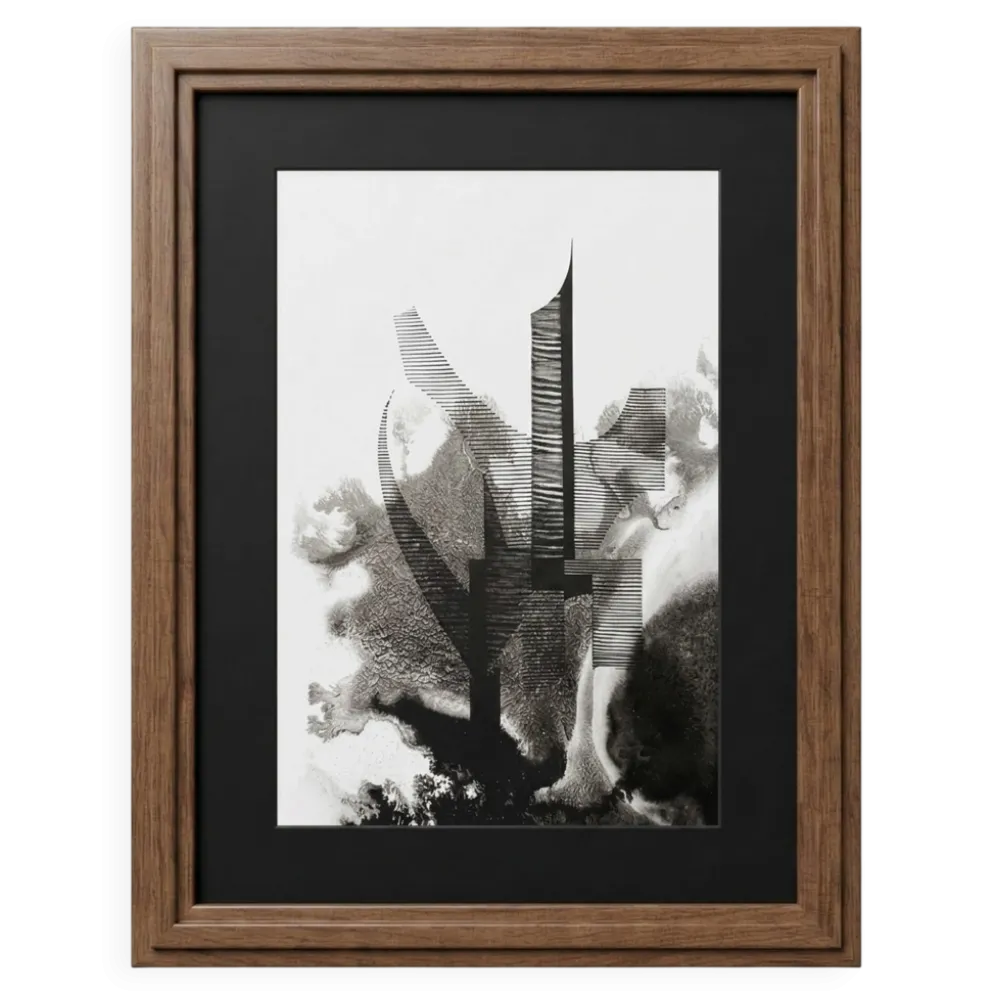Œuvre originale sur papier signée Eugène Eechaut, réalisée à l’encre et encadrée, 1973