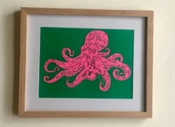 Œuvre papier de couleur le poulpe