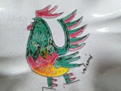 Vallauris - Coupe au COQ stylisé polychrome - Grès - Plat quadrilobé