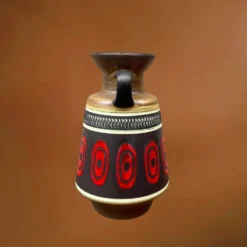 Vase à anse Dümler & Breiden 311-20 en céramique brune et rouge – années 60